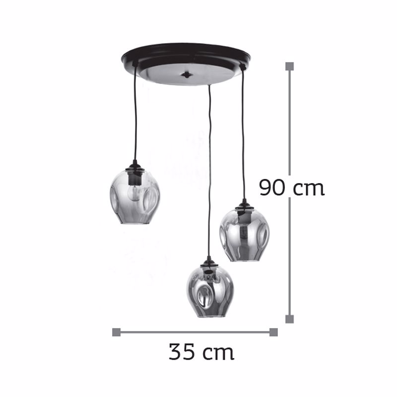 Kremasto fotistiko apo nikel mat metallo kai diafano Gyali se rozeta 3XE27 D:30cm (4474-3-NM)